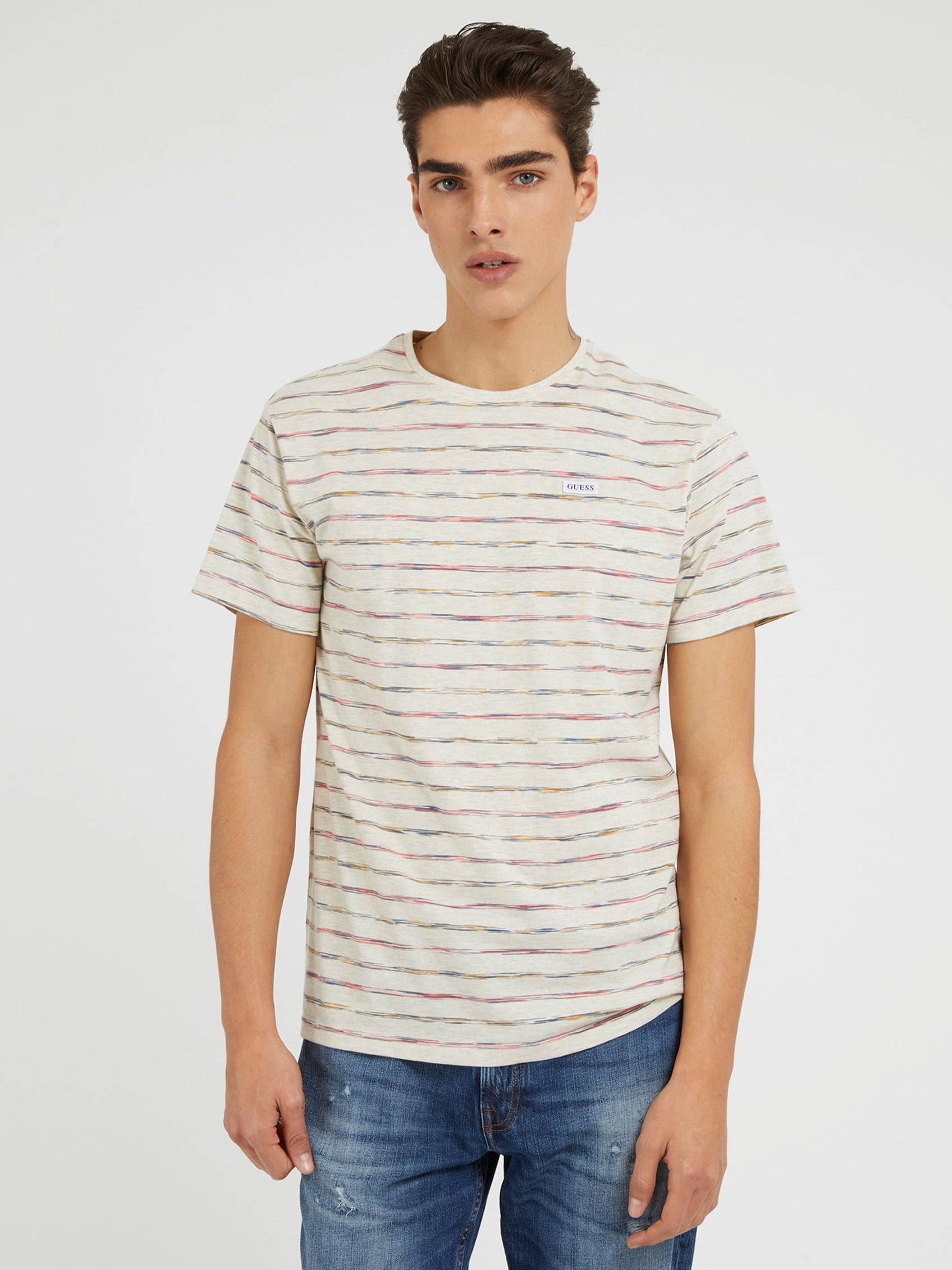 CREW NECK STRIPED GUESS PATCH TEE | Guess Philippines