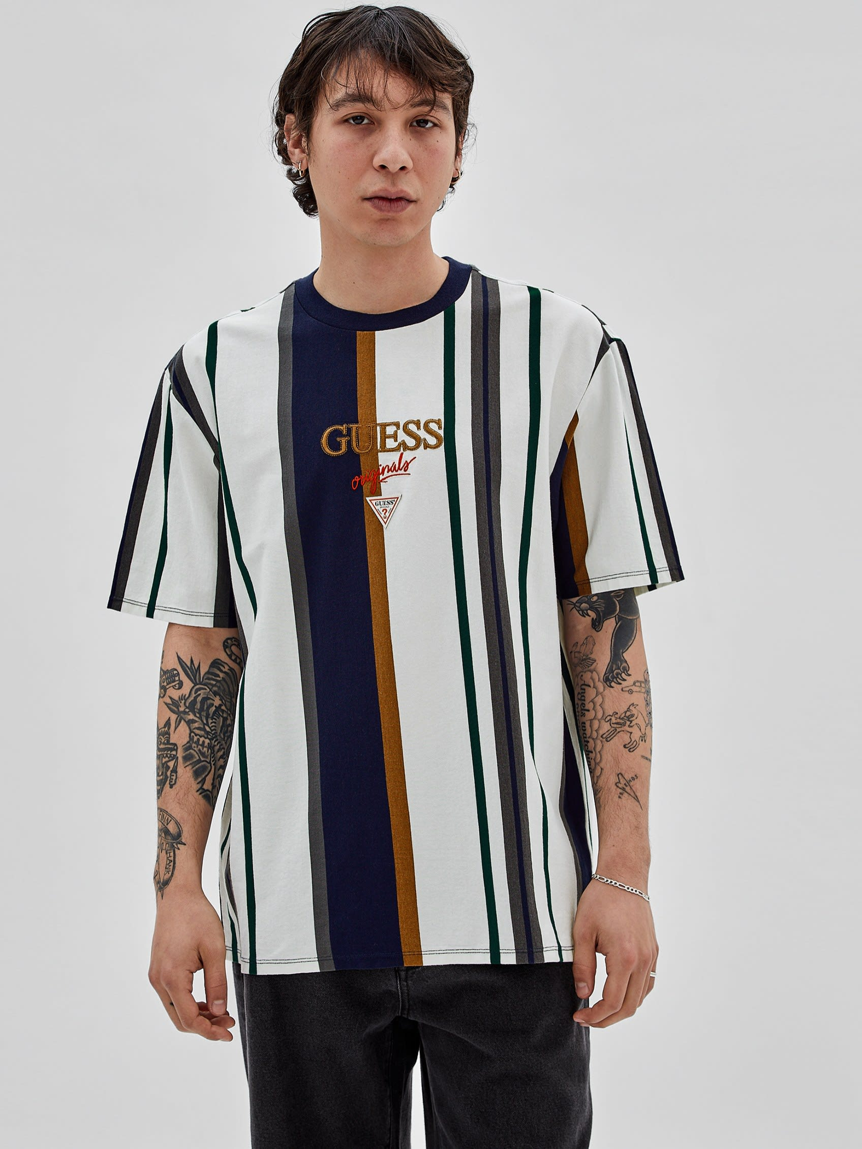 GUESS Originals ECO Striped Logo Tee | Guess Philippines