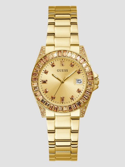 Gold-tone And Crystal Analog Watch