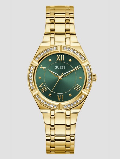 Gold-tone And Green Analog Watch