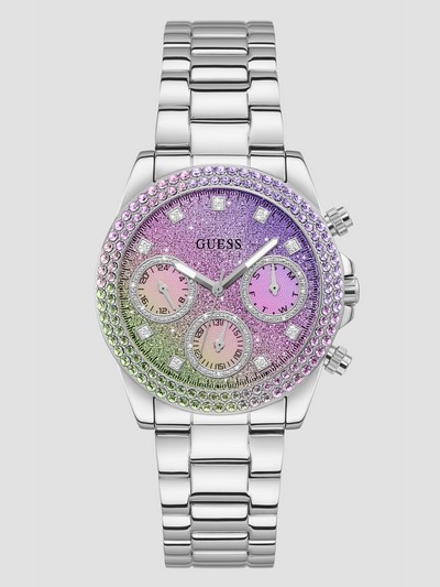 Silver-tone And Ombre Multifunction Watch