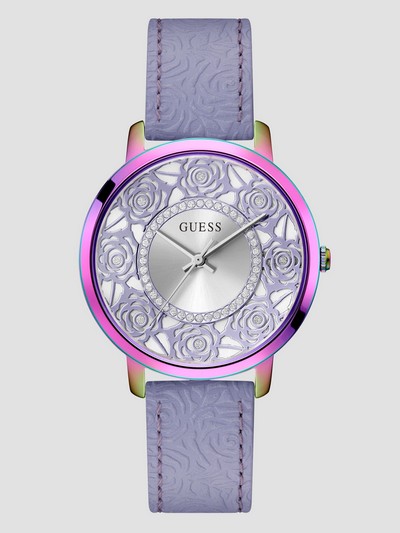 Iridescent Case Purple Genuine Leather Watch