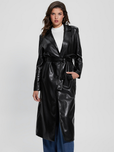 Gea Faux-leather Trench Coat