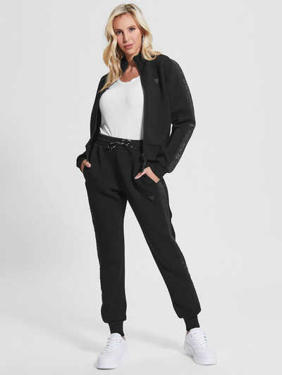 GUESS Women's New Allie Scuba Zip Sweatshirt, Jet Black, Small at   Women's Clothing store