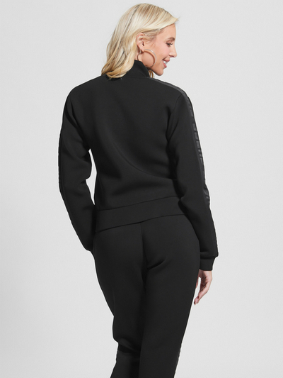 GUESS Women's New Allie Scuba Zip Sweatshirt, Jet Black, Extra
