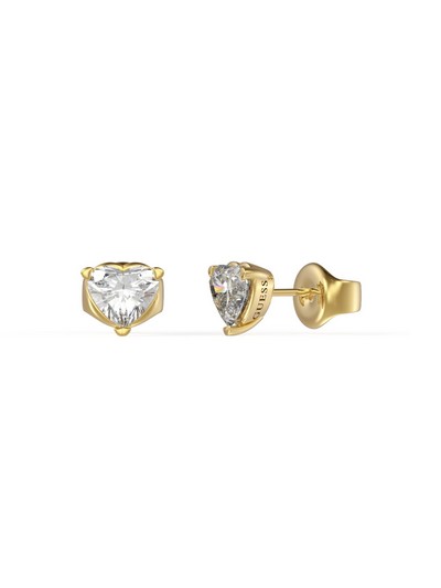 7mm Clear Solitaire Heart Gold
