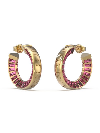 GUESS Icon 25mm Rose Baguette Hoops Gold