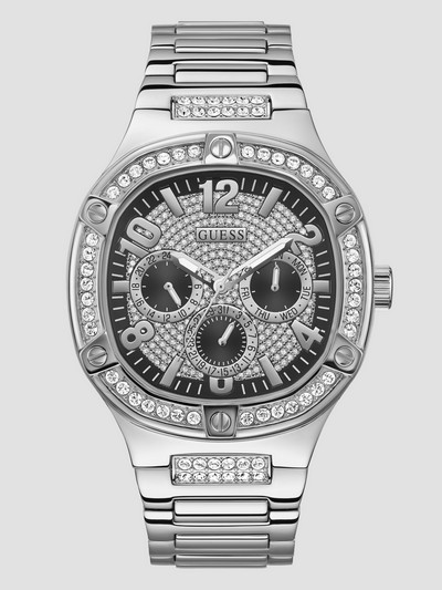 Silver-tone And Crystal Multifunction Watch