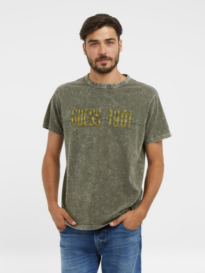 Eco GUESS Embroidered Logo Washed Tee