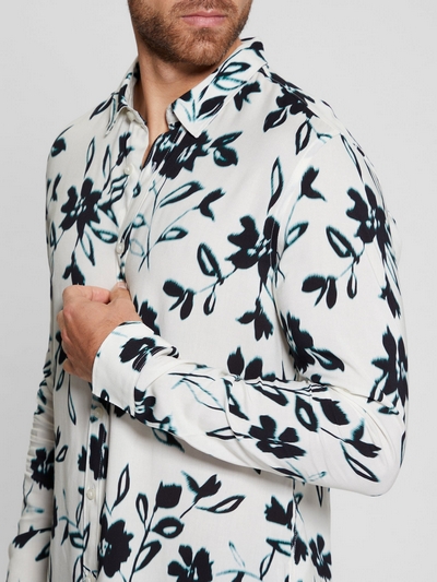 Eco Rayon Ikat Floral Long-sleeve Shirt