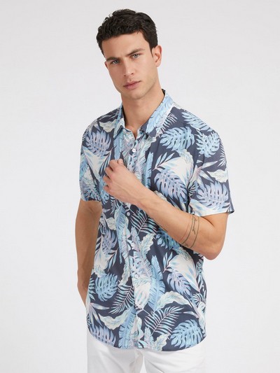 Eco Rayon Indigo Tropics Shirt
